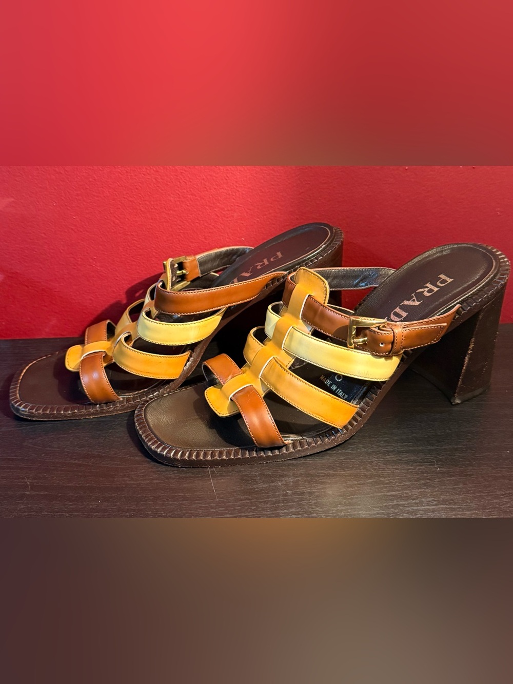 PRADA Multi-Color Leather Heels, Size 7.5 - Picture 5 of 10